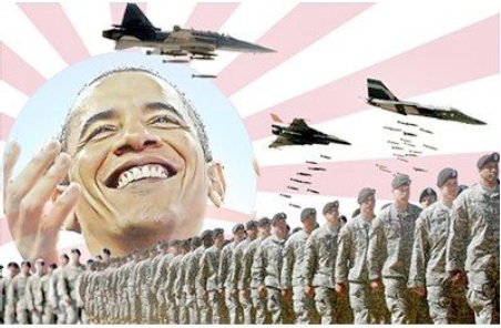 Obama with troops and bombs